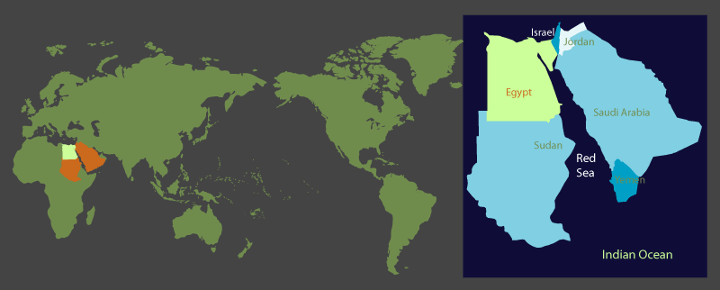 Map of Egypt's scuba diving regions