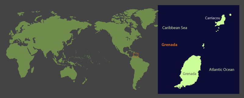 Map of Grenada's scuba diving regions