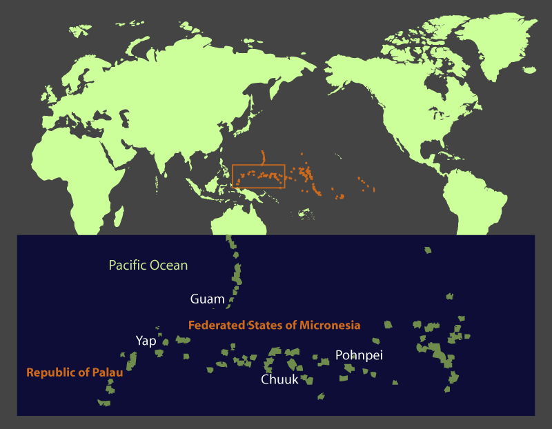 Map of Micronesian scuba diving regions