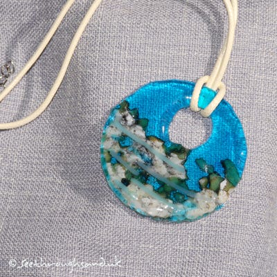 Fused glass pendant by Beth Tierney