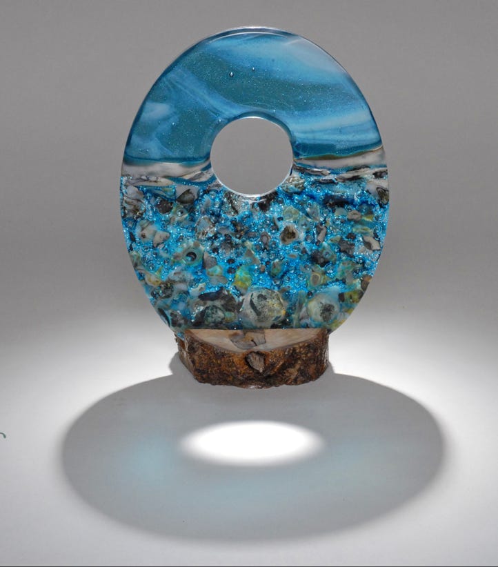 See Through Sand - Art Panel with hand crafted wood base