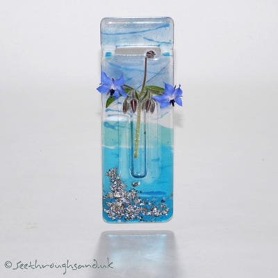 Wall hanging fused glass vases