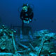 Wreck of a refugee boat